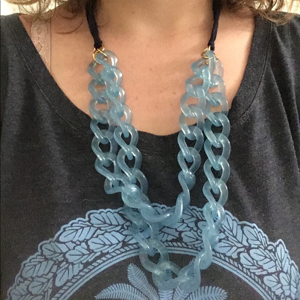 Blue chain link J. Crew necklace
